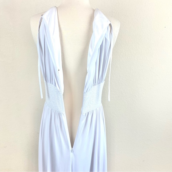 JS Boutique White Halter Beaded Maxi Formal Dress - Picture 10 of 11